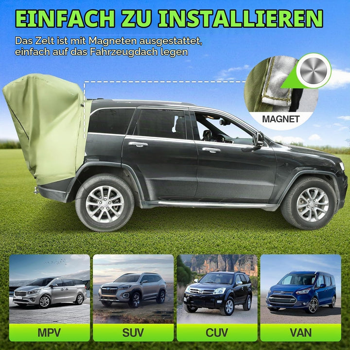 Universal Heckklappenzelt Caddy - Wasserdichtes Auto Heckzelt für Camping &amp; Reisen mit UV-Schutz -St