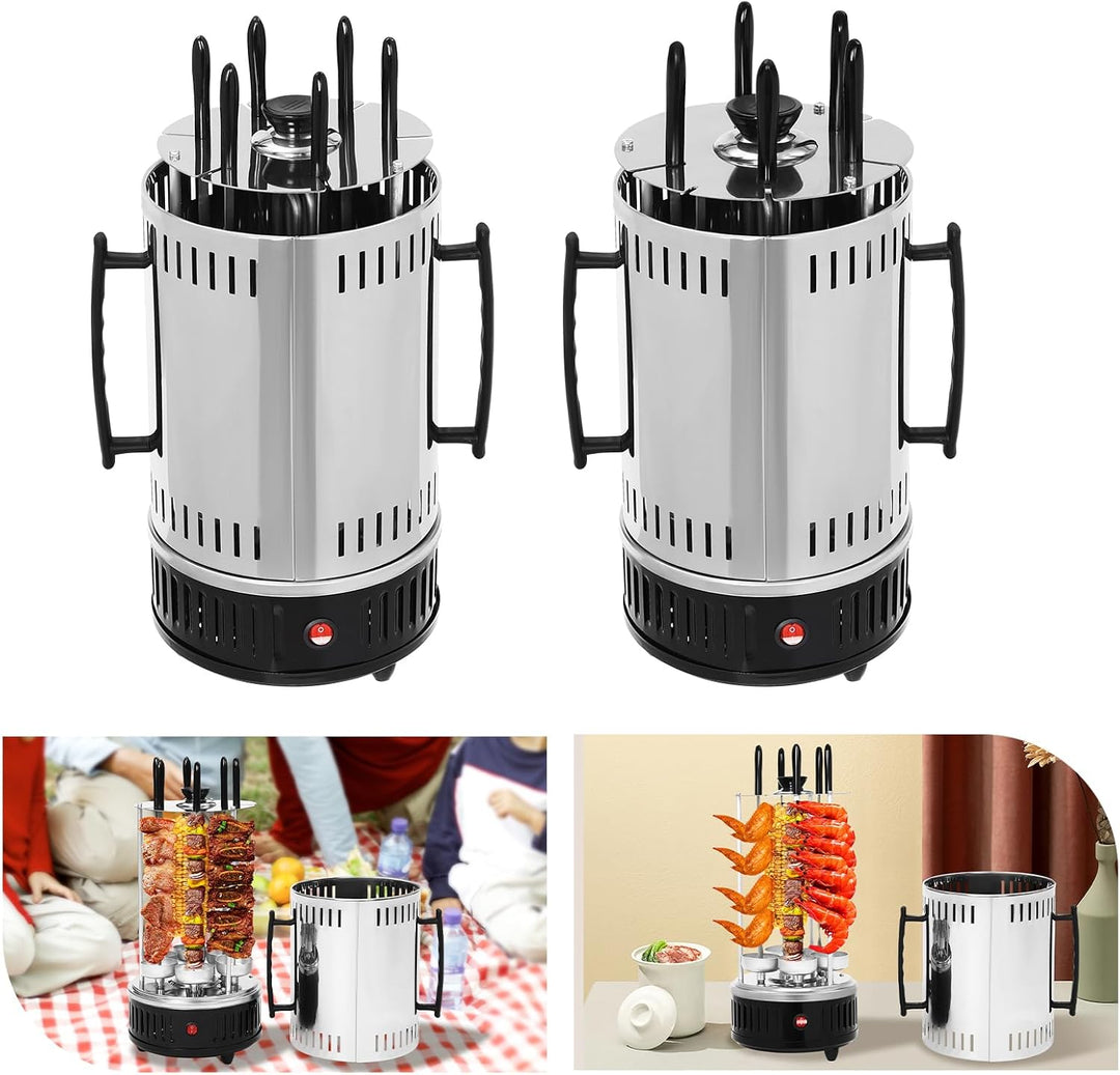 Elektrogrill Schaschlikgrill mit Motor Vertikaler Dönerspiess mit 5 Schaschlikspiesse 1000w Dönergri