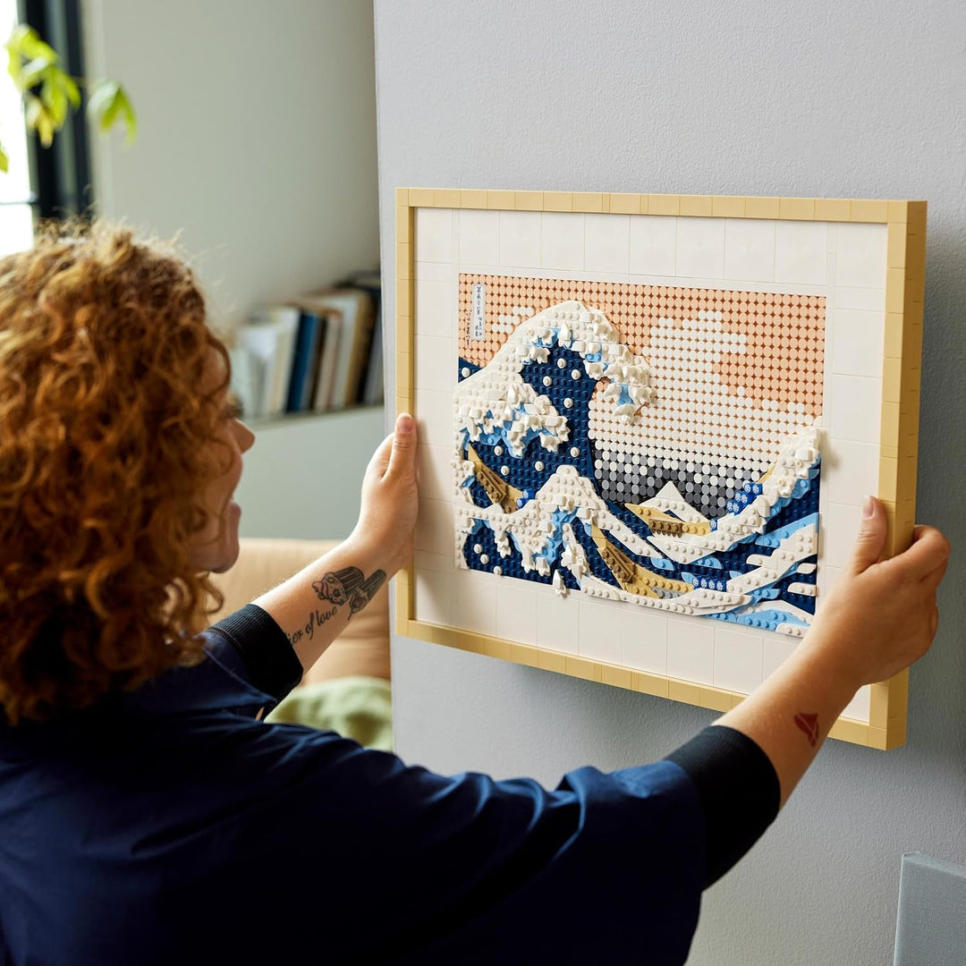 LEGO 31208 Art Hokusai – Grosse Welle, 3D Japanische Wanddeko, Bastelset, gerahmte Ozean-Leinwand, H