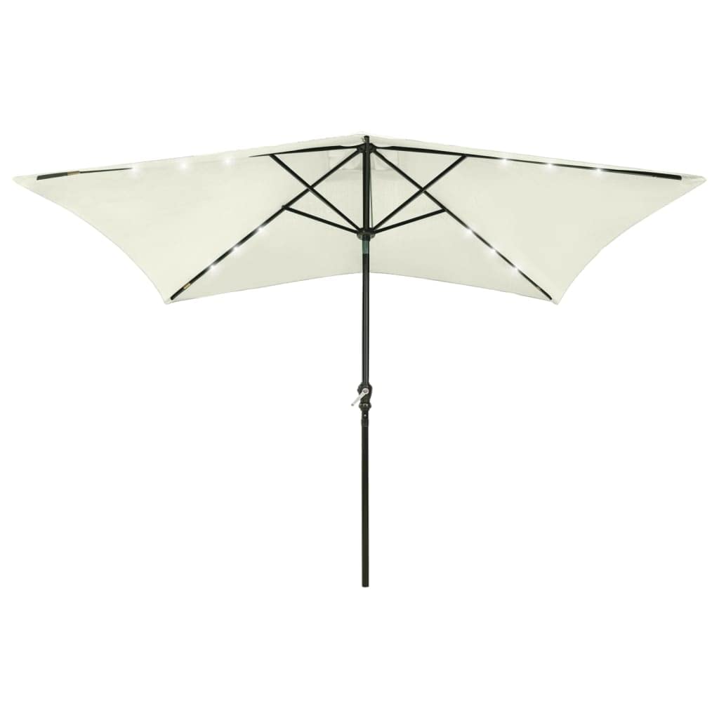vidaXL Sonnenschirm mit LEDs Stahl-Mast Gartenschirm Marktschirm Strandschirm Schirm Sonnenschutz Ku