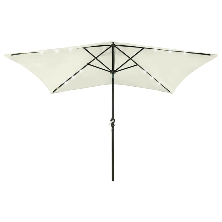 vidaXL Sonnenschirm mit LEDs Stahl-Mast Gartenschirm Marktschirm Strandschirm Schirm Sonnenschutz Ku