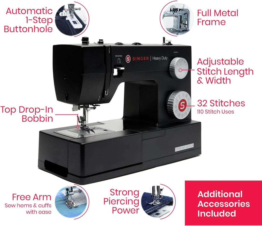 SINGER® Sterling Edition 4432 Robuste Nähmaschine mit Zubehörset | Leistungsstarker Motor mit verbes