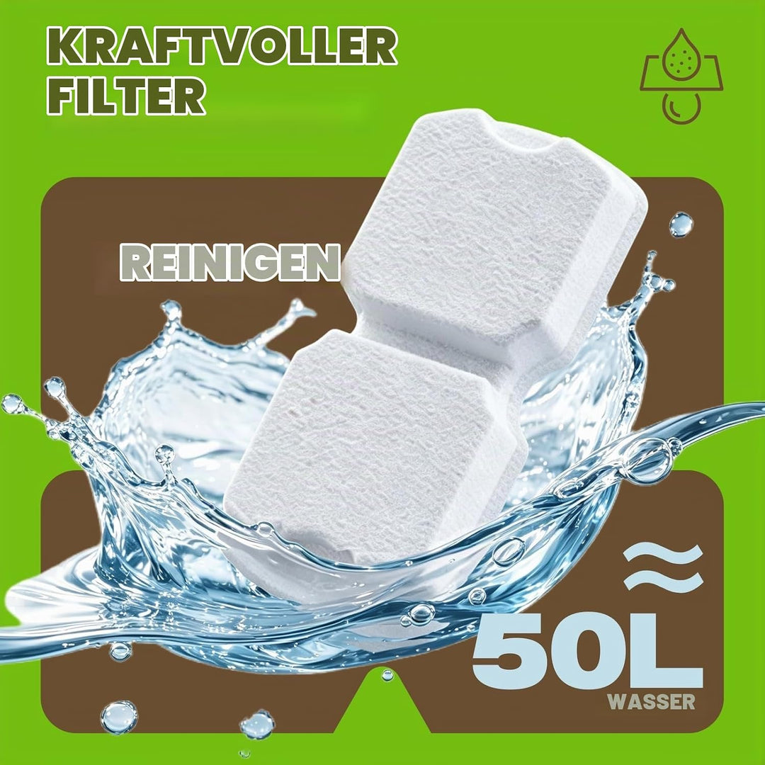Katzenbrunnen Filter 6er Pack: 6 Kohlefilter + 6 Schwammfilter Hält das Wasser Frisch und Sauber, 2-