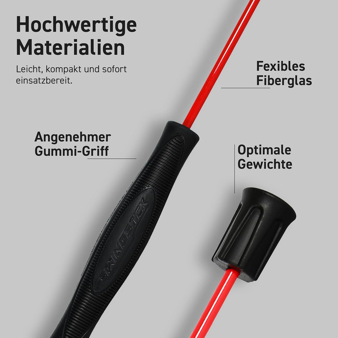 MSPORTS Schwingstab Premium 160 cm – Fitness Swingstick aus Fiberglas für Ganzkörpertraining in Rot