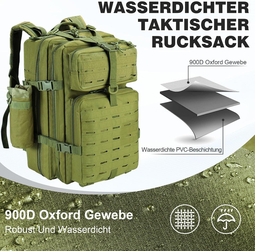 SHANNA Trekkingrucksack, Wanderrucksäcke Militärrucksack 45L Armee Rucksack MOLLE Assault Pack Takti
