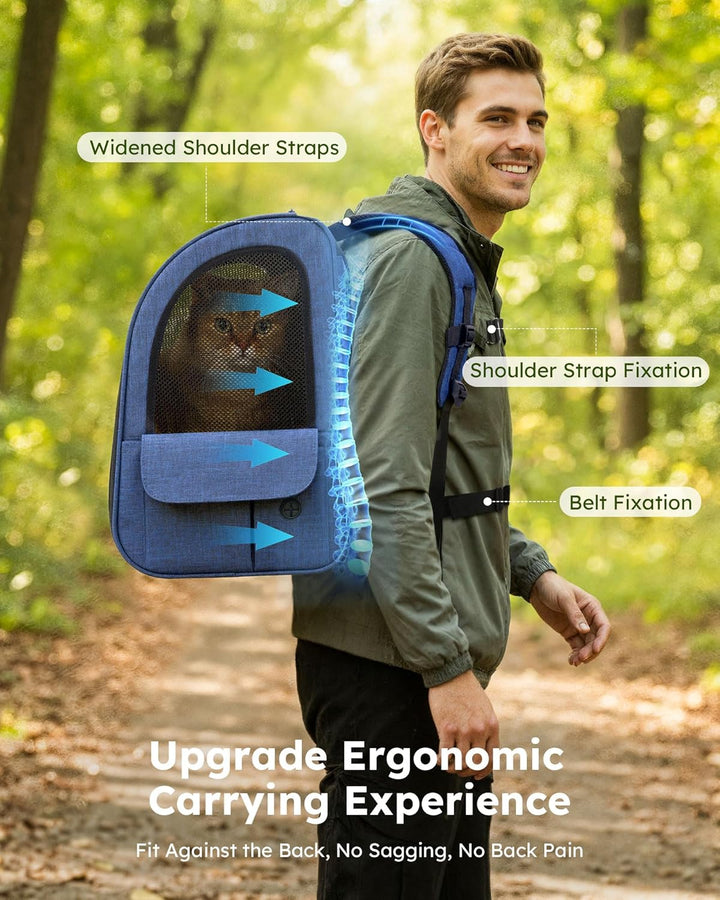 Katzenrucksack Grosse Katzen bis 8kg, Erweiterbar Faltbar, Hunderucksack mit Anti-offener Reissversc
