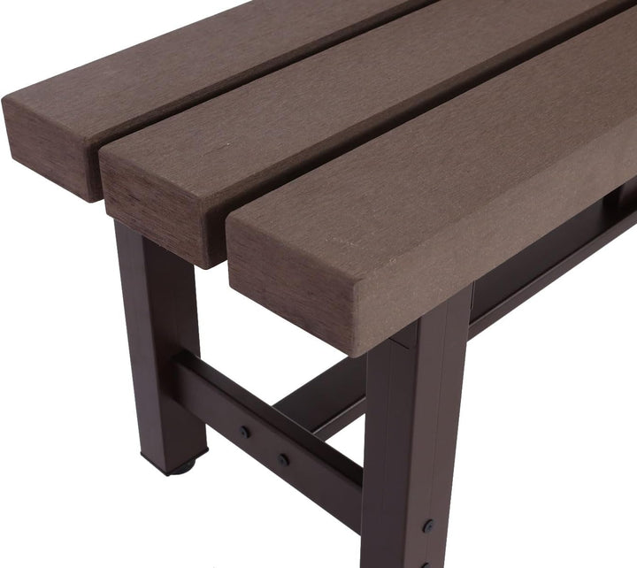 Mendler Alu Gartenbank HWC-K60, Bank Parkbank Sitzbank Balkonbank, wetterfest WPC 150cm, braun