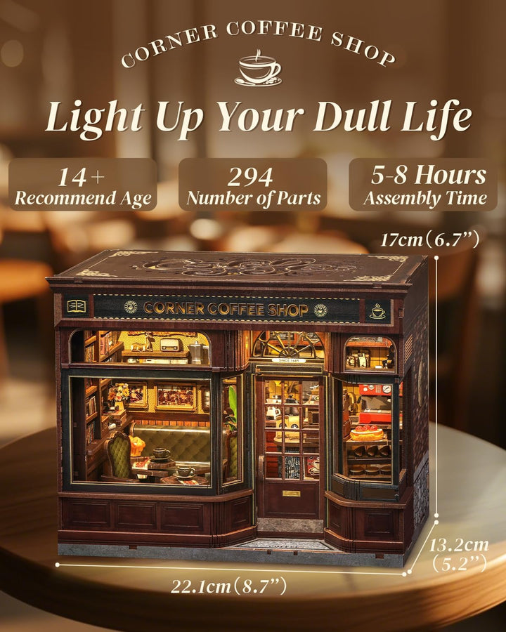 Cutefun Book Nook Kit mit LED-Beleuchtung & Staubschutzhülle - DIY Miniature House Holzmodell Puppen
