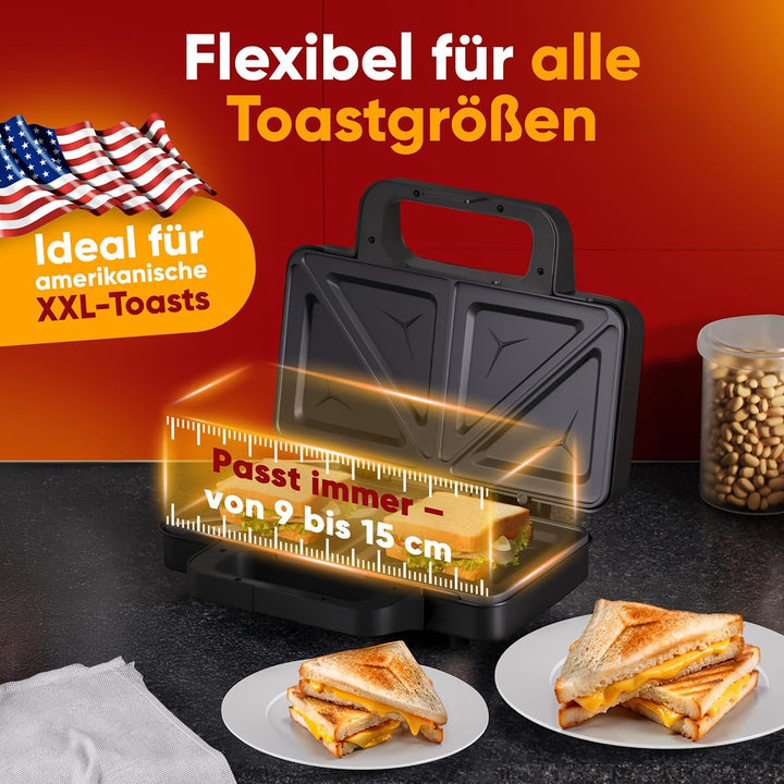 ProfiCook® Sandwichmaker | extra grosse Sandwichplatten für XXL-Toastscheiben | Antihaftbeschichtung