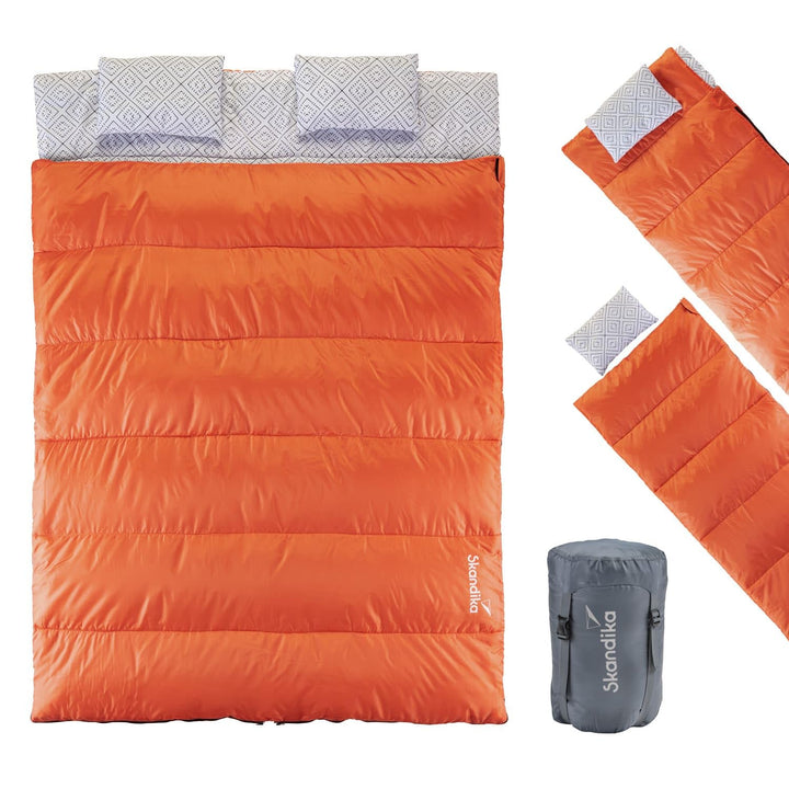Skandika Doppelschlafsack Iceland Double | Schlafsack 2 Personen 3 Jahreszeiten, mit/ohne Flanell, B