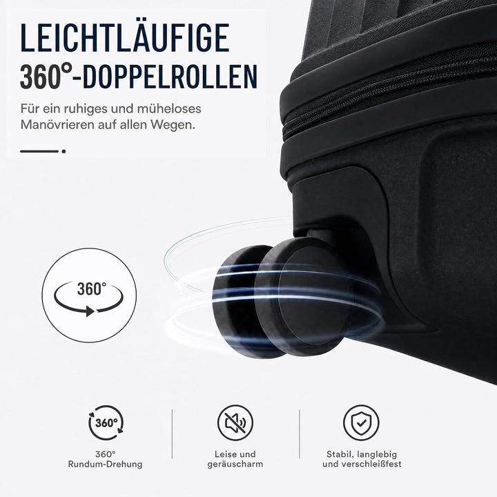 Mariner PP-Kofferset 2-teilig M+L, 360°-Doppelrollen, Carbon Black | M 68 cm und L 77 cm, hochwertig