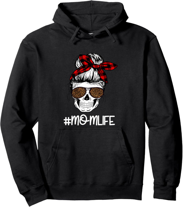 #Momlife Sonnenbrille mit Totenkopf-Motiv, Leopardenmuster Pullover Hoodie