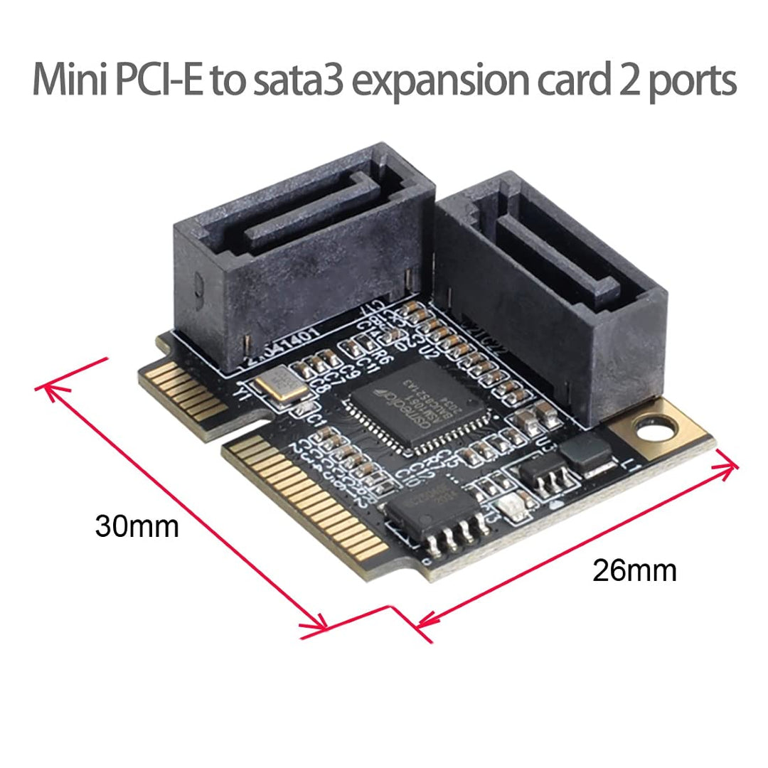 chenyang Mini PCIE auf 2 SATA 3.0 Erweiterungskartenadapter für Motherboard SATA Festplatten Port Er