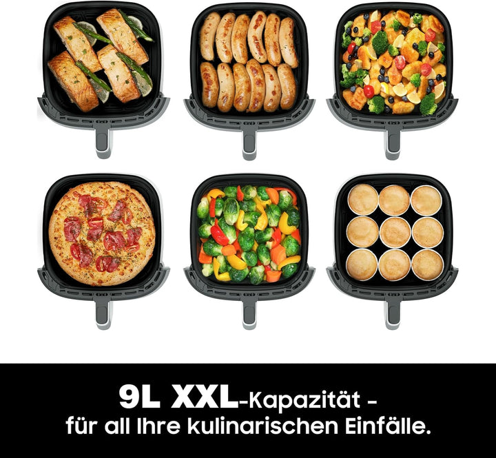 Heissluftfritteuse XXL 9L 2350W – Leistungsstarke Airfryer mit 9 Programmen, Digitales LED Touch Dis