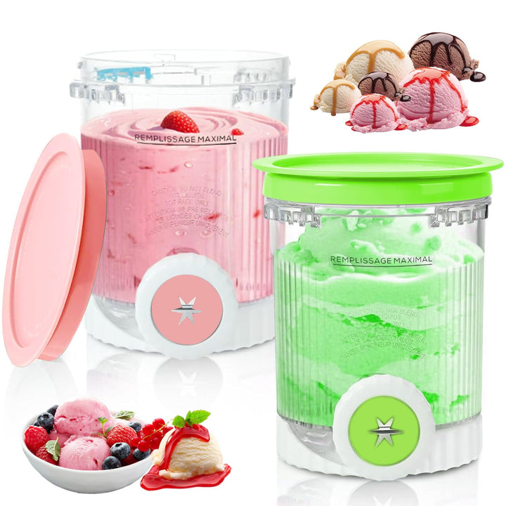 Für 2 Stück Ninja Swirl Creami Behälter 480 ml Eisbehälter für NC700 NC701EU Serie, Eiscreme Behälte