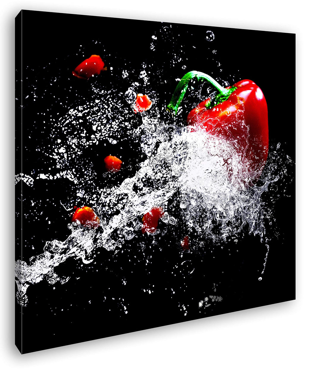 deyoli nasse Paprika Format: 70x70 als Leinwandbild, Motiv fertig gerahmt auf Echtholzrahmen, Hochwe