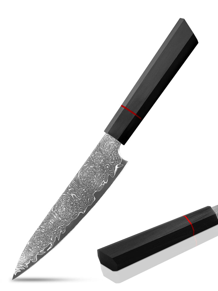 Plys Damastmesser Scharf Obstmesser Klein: Japanische Damast Schälmesser - Profi, Schwarz Holzgriff