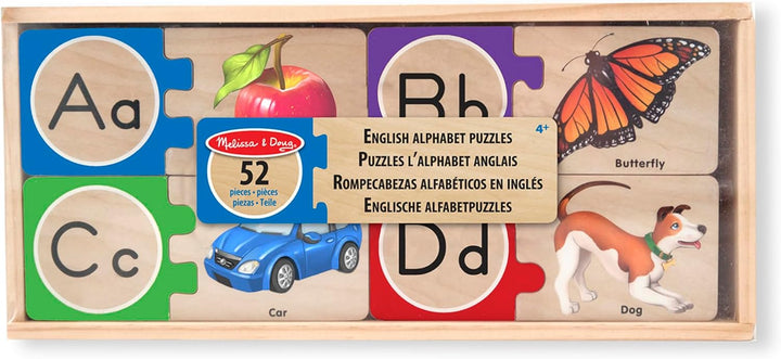 Melissa & Doug Puzzlekarten aus Holz - englisches Alphabet Buchstaben-Puzzles, Buchstaben-Puzzles
