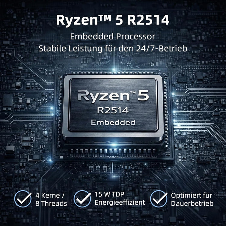 AWOW AK12 Mini-PC, AMD Ryzen 5 R2514 Embedded (4C/8T, bis 3.7 GHz, 15 W), 16 GB DDR4, 512 GB PCIe 3.