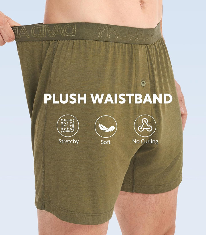 DAVID ARCHY Herren-Boxershorts – weiche Boxershorts aus Bambusfaser für Herren mit Knopfleiste, Schw