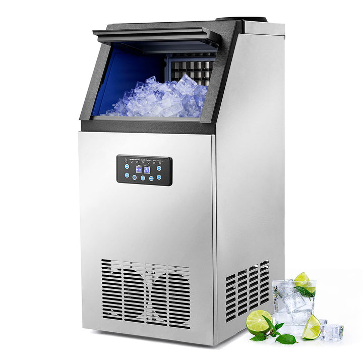 CREWORKS Edelstahl-Eiswürfelbereiter 59 kg/24 h Gewerbliche Ausführung mit LCD-Bildschirm Ideal für