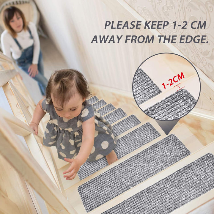 MBIGM 15er Set Stufenmatten 20 cm X 65 cm Treppenteppich Selbstklebend Sicherheit Stufenteppich für