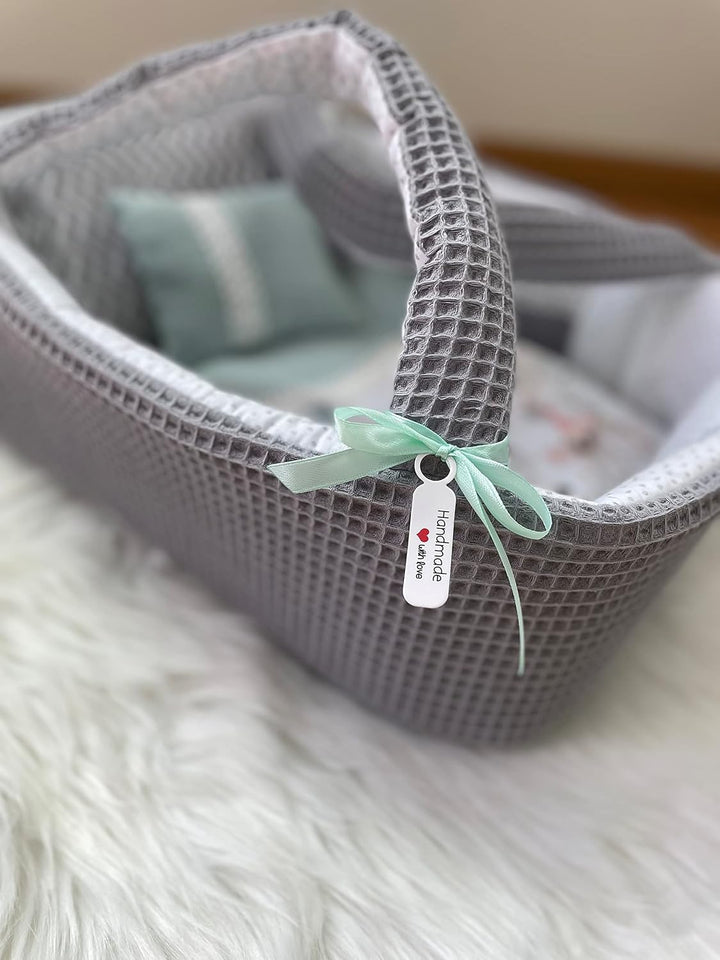 Puppentragetasche für Puppen 30-35 cm,Grau, Geschenk, Tieren, Baumwolle, Waschbar