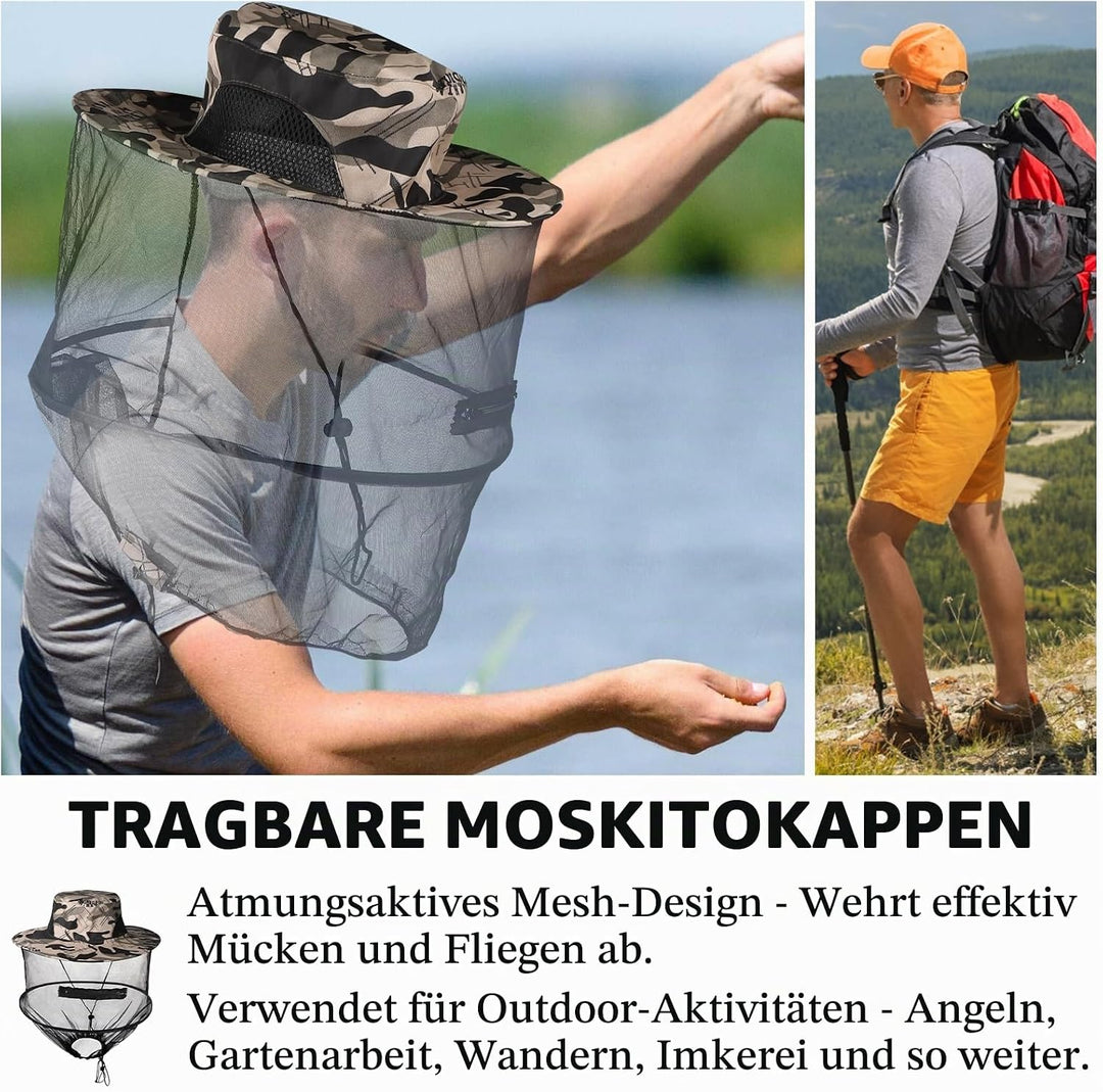 LALAGO Imkerhut, 2 Stück Moskitonetz Hut, Kompakt Faltbarer Hut mit integriertem Moskitonetz, Sonnen