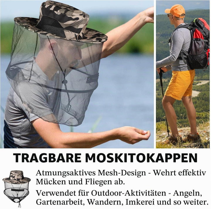LALAGO Imkerhut, 2 Stück Moskitonetz Hut, Kompakt Faltbarer Hut mit integriertem Moskitonetz, Sonnen