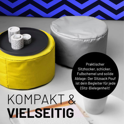 Lumaland Sitzsack Pouf (50 L) | Kompakter Sitzsack mit 3-in-1-Funktion: bequemer Hocker, praktisches