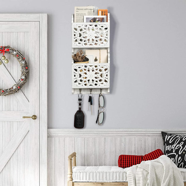 Rustikale Postsortierer und Schlüsselbrett, Zeitschriftenhalter Shabby Chic Briefständer Schlüsselha