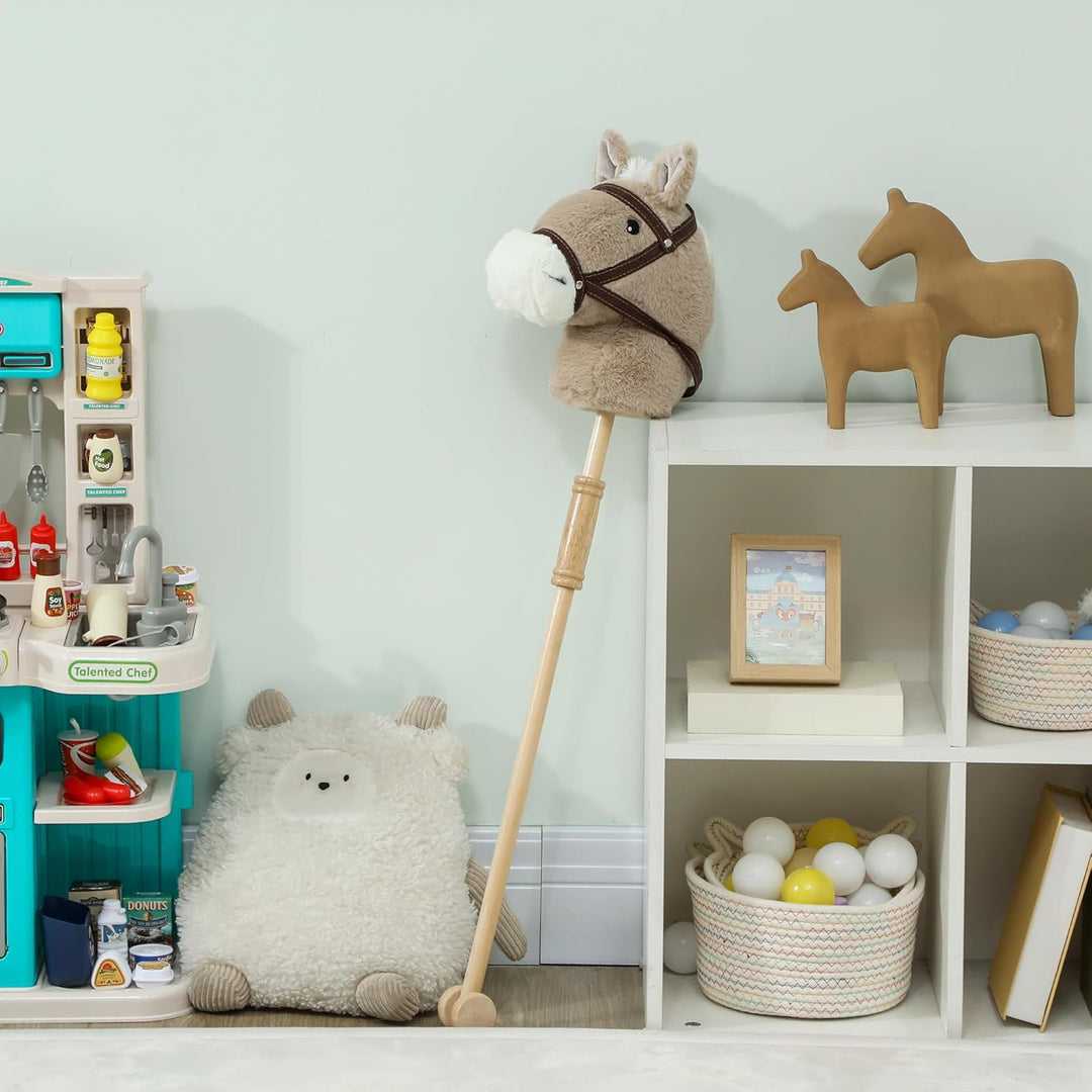 AIYAPLAY Hobby Horse Steckenpferd mit Sound, Rolle, Holzstock, Hobby Horsing aus Polyester für Kinde