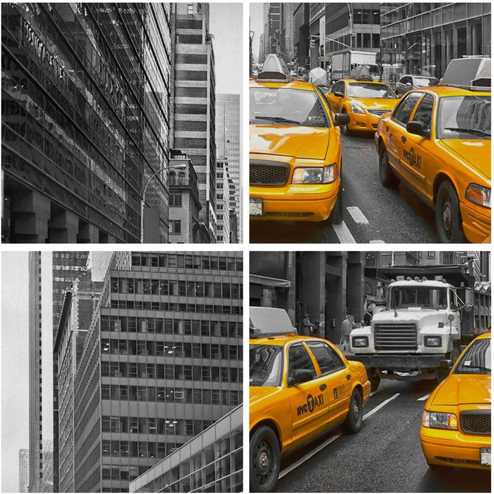 Bilder auf Leinwand Taxi Stadt Strasse Transport Leinwandbild mit Rahmen 45x80cm Wandbilder Dekorati