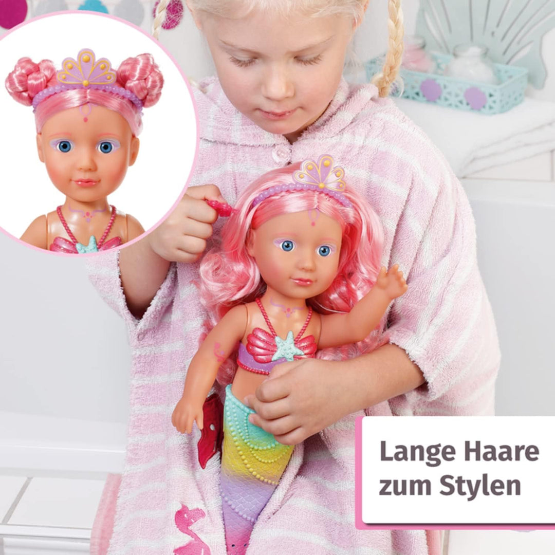 Zapf Creation 833681 BABY born Little Sister Meerjungfrau 46cm - Meerjungfrauen-Puppe langen Haaren,