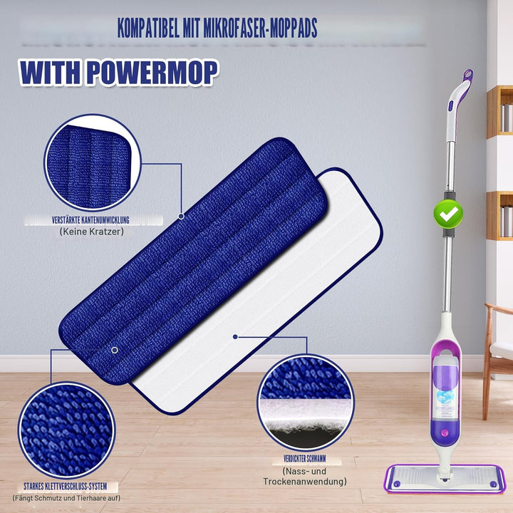 Wischer mit Sprühfunktion Spray Mop - EXEGO Sprühwischer Bodenwischer für die Bodenreinigung mit 3 W
