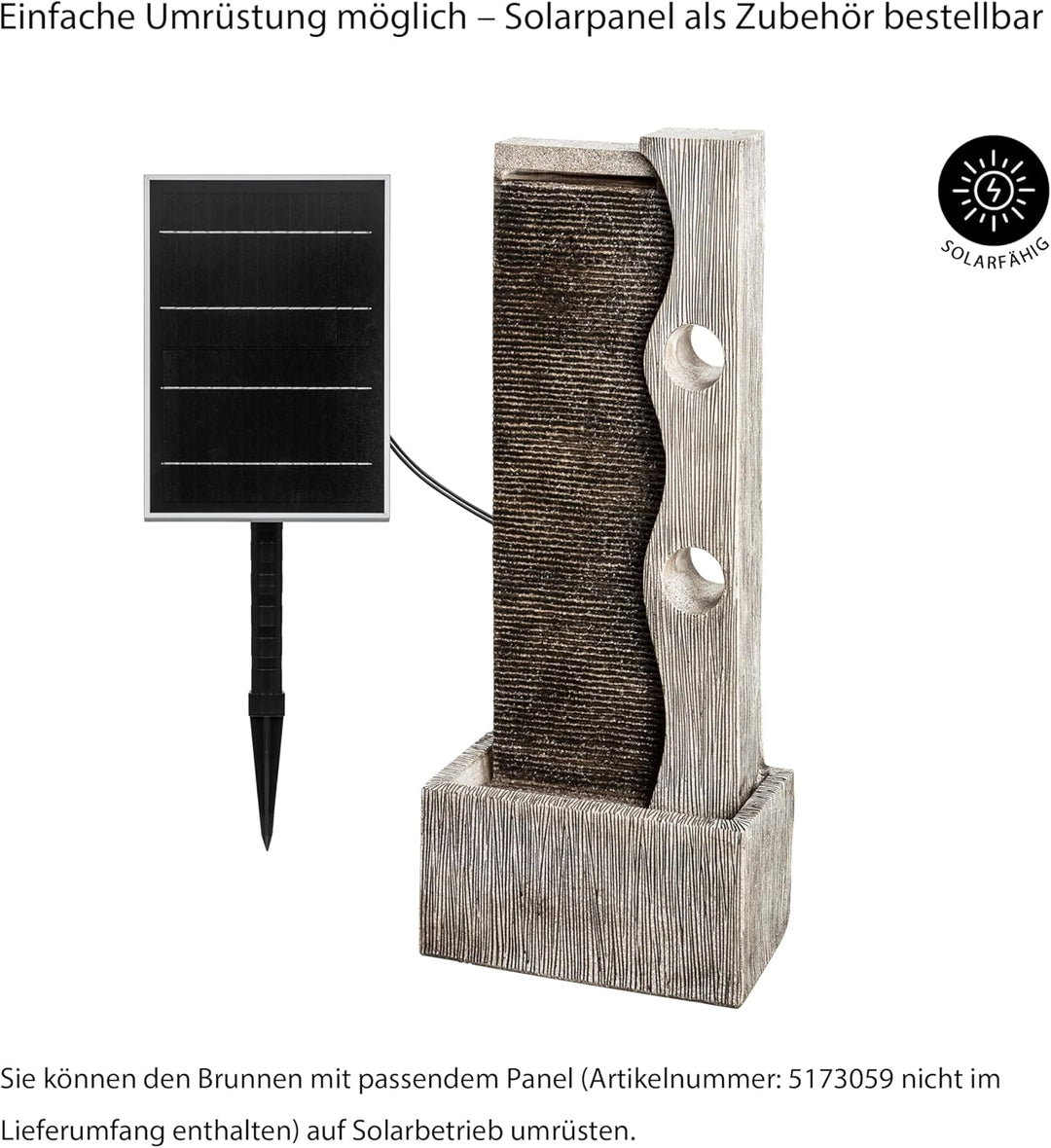 Dehner Gartenbrunnen Eclipse mit LED Beleuchtung, ca. 100 x 40 x 19.8 cm, Polyresin, grau