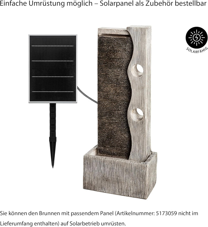 Dehner Gartenbrunnen Eclipse mit LED Beleuchtung, ca. 100 x 40 x 19.8 cm, Polyresin, grau