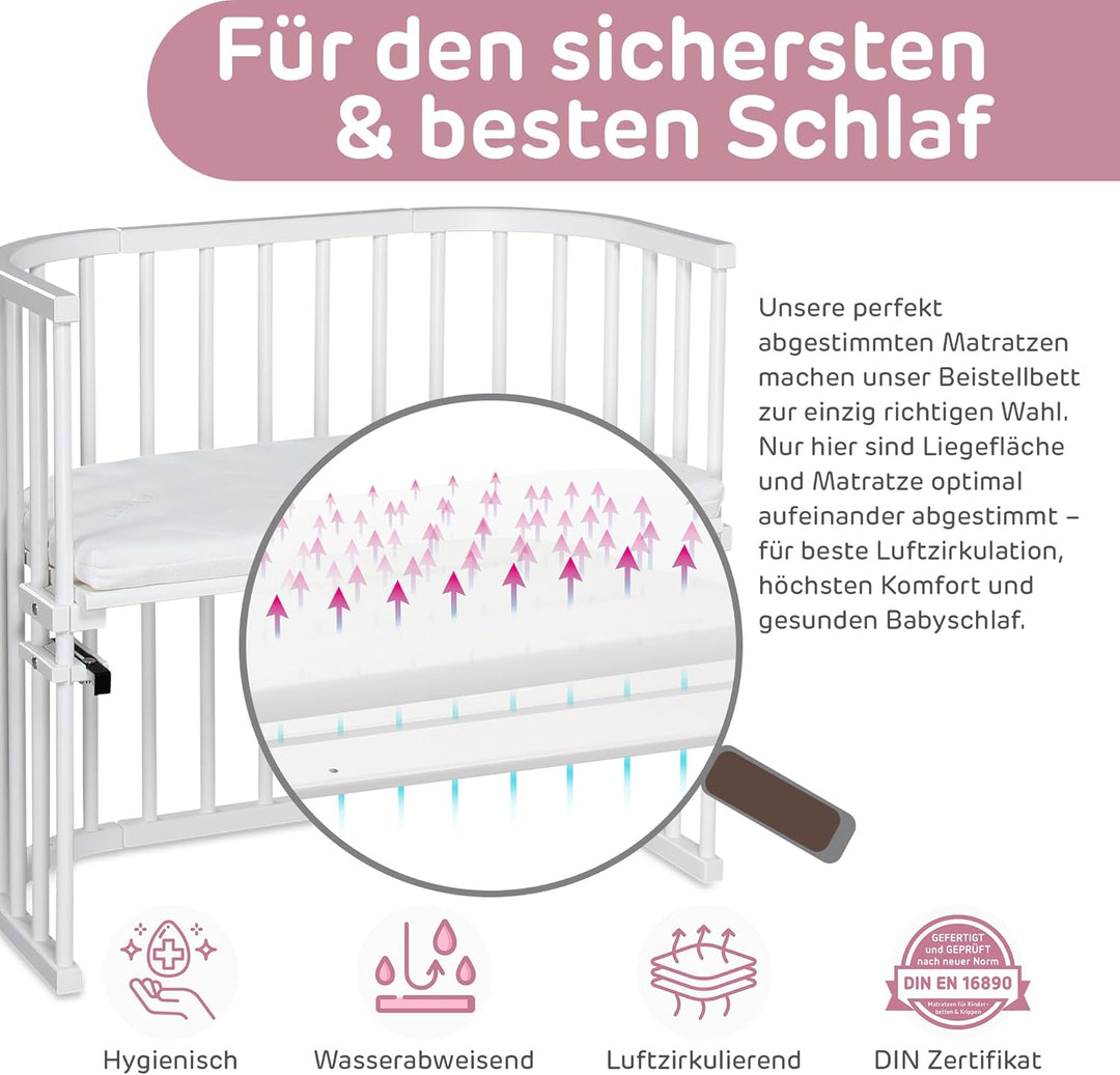 babybay Maxi mit Matratze Classic Soft extra grosses Beistellbett aus massivem Buchenholz / Kinderbe
