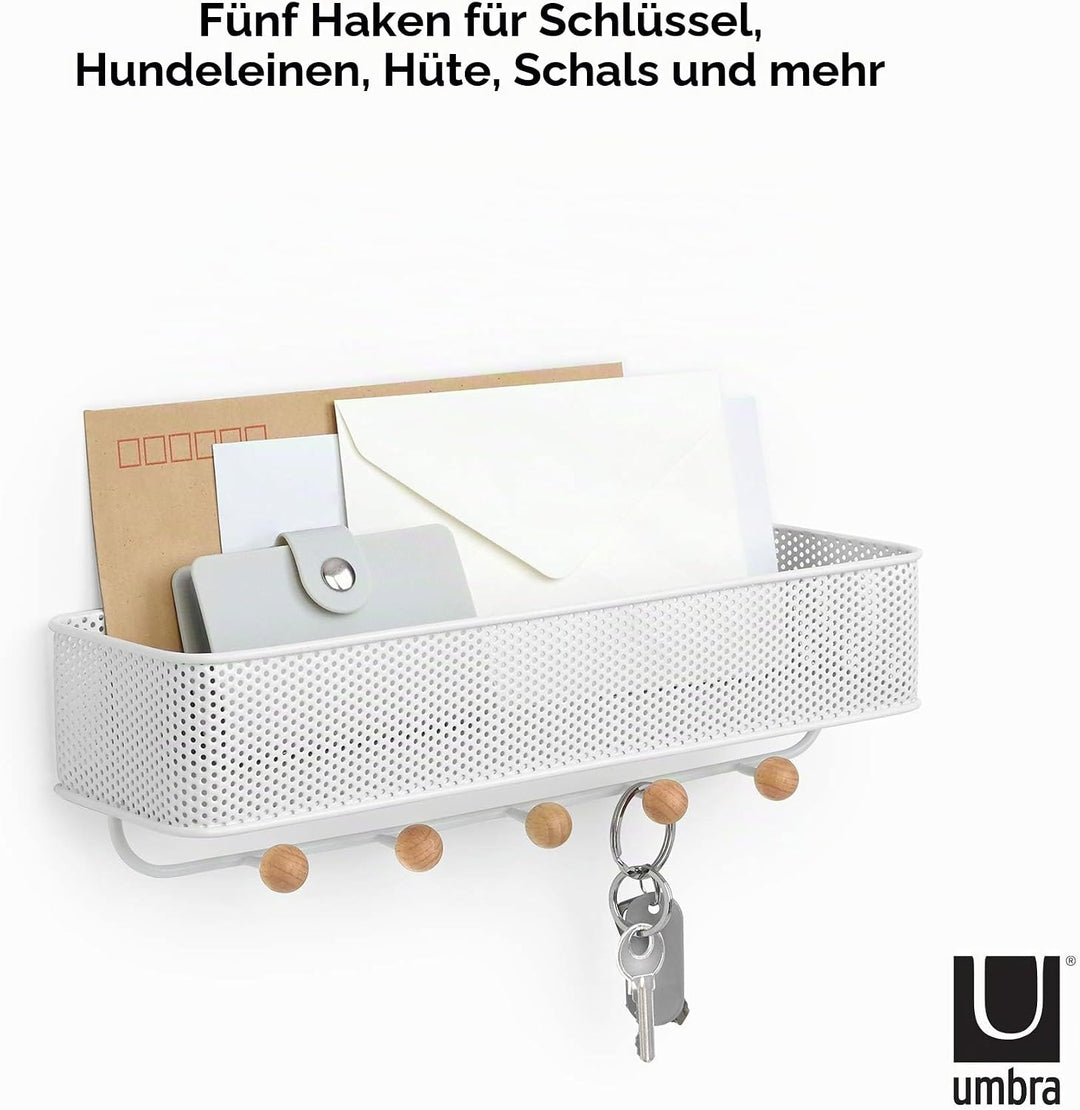 Umbra Estique Schlüsselbrett mit Briefablage, Multifunktionaler Wand Organizer für den Eingangsberei