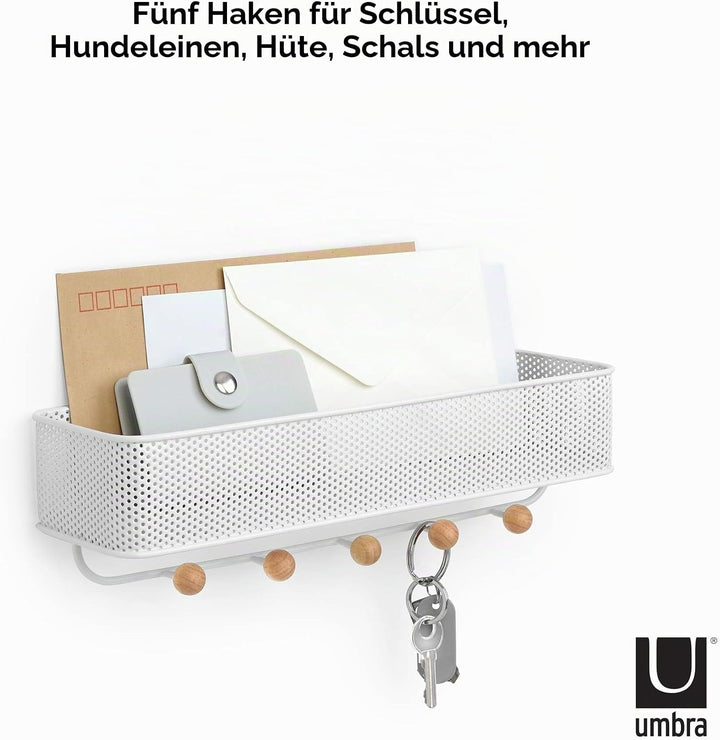 Umbra Estique Schlüsselbrett mit Briefablage, Multifunktionaler Wand Organizer für den Eingangsberei