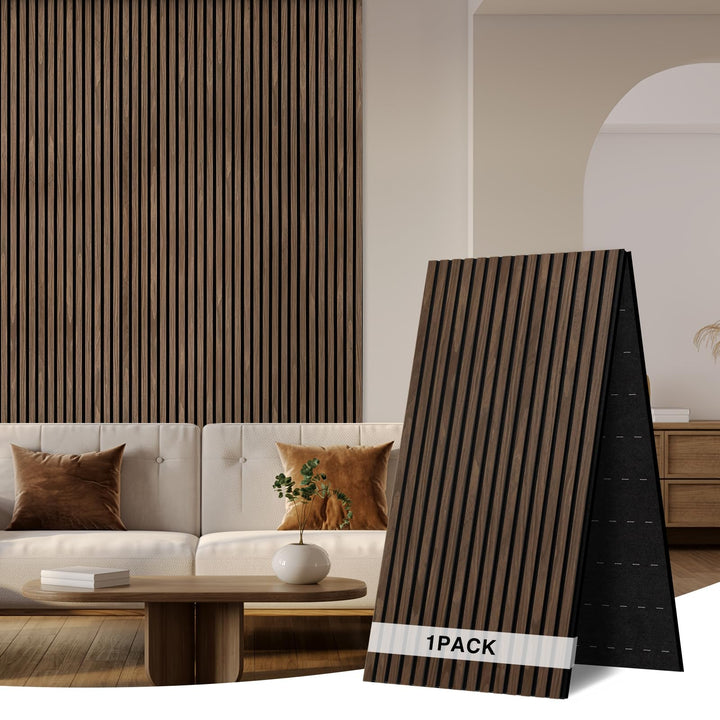Faltbar Akustikpaneele Holz 240x60cm-1 Stück(1,44m²)|3D Wandpaneele mit Holzfurnier & Filz|Holzpanee