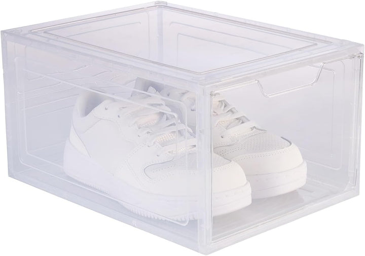 Carlo Milano transparente Schuhregale: 3er-Set Transparente Schuhbox, stapelbar, bis Grösse 47, Magn