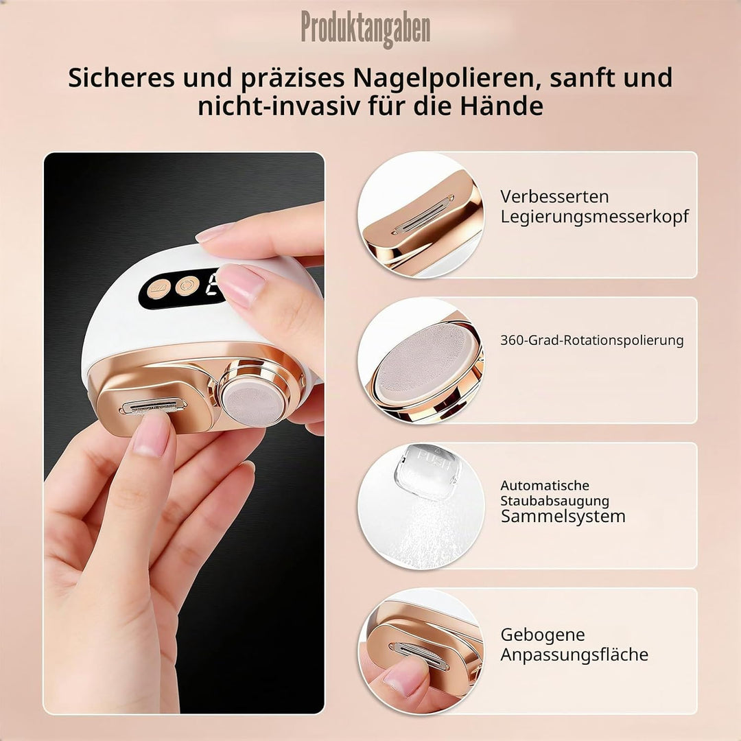 Elektrischer Nagelknipser, 3 in 1 Automatischer Elektrischer Nagelfeile mit LED-Licht, Wiederaufladb