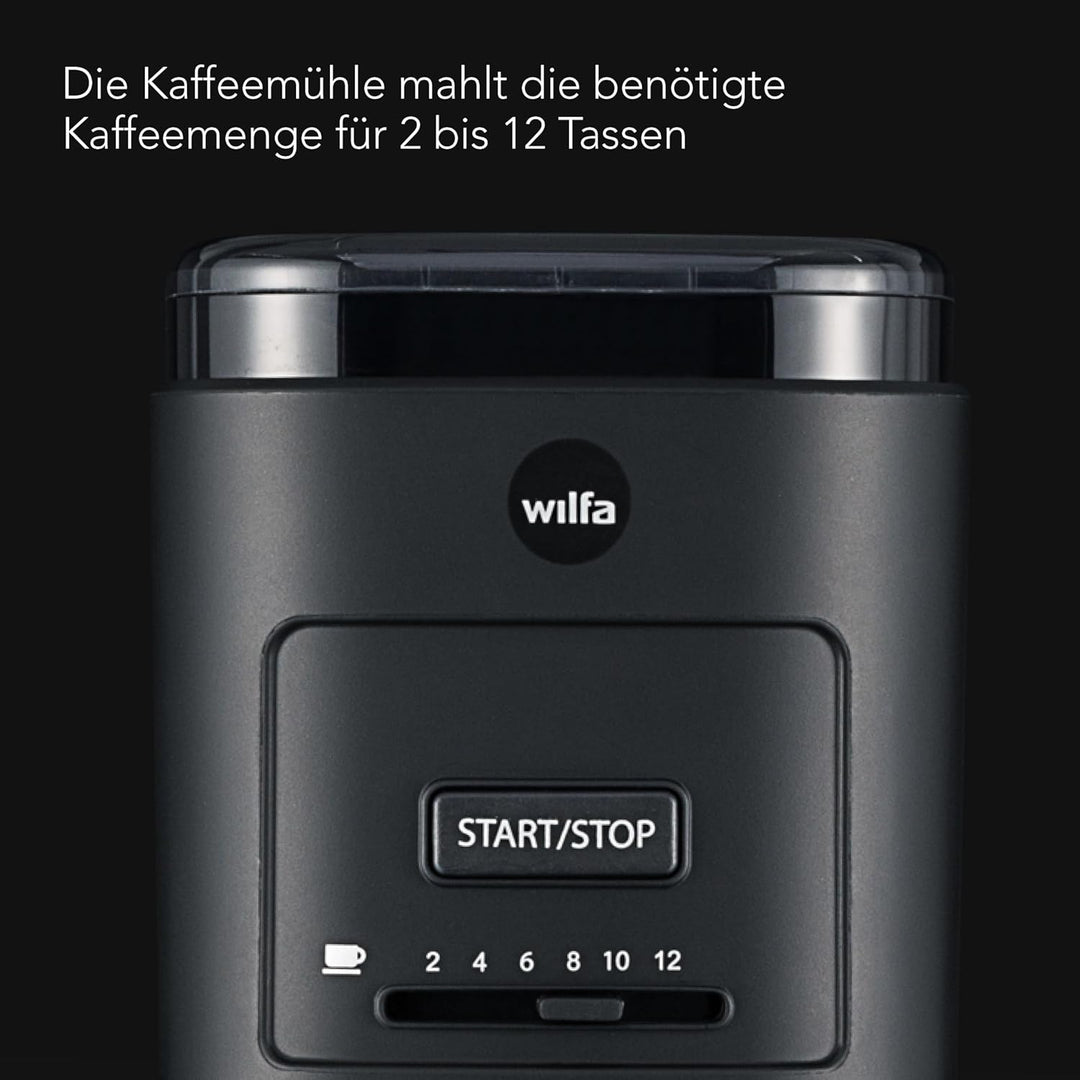 Wilfa DAILY Elektrische Kaffeemühle I Flachscheiben-Mahlwerk aus Edelstahl I 260g Bohnenbehälter I M