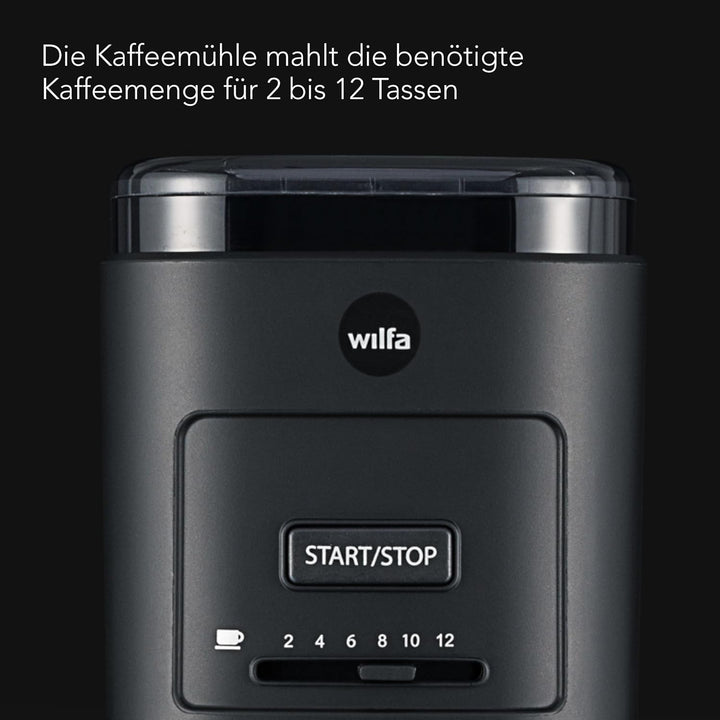 Wilfa DAILY Elektrische Kaffeemühle I Flachscheiben-Mahlwerk aus Edelstahl I 260g Bohnenbehälter I M