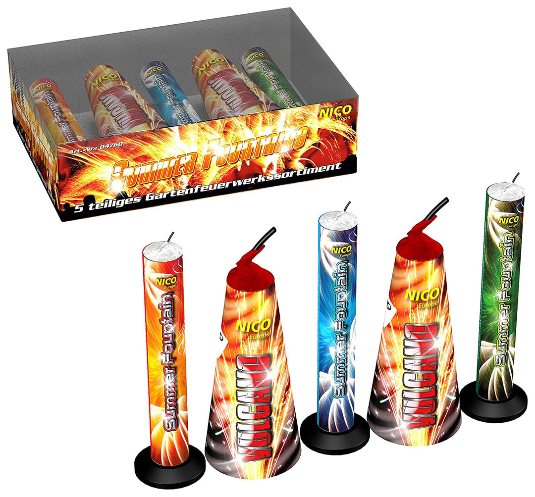 Nico 10 Stück Garten Fontänen Set Feuerwerk Summer Fontains 2, 2