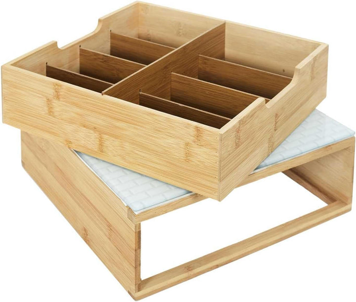 Home Deco Factory, KA5953, Capsule Holder Drawer in Wood and Glass, Organized Storage for Coffee and
