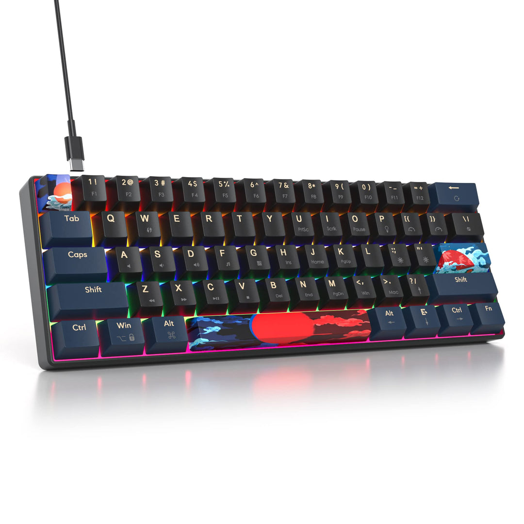 SOLIDEE mechanische Gaming Tastatur 60%,61 Tasten mit Lineare rote Schalter,kabelgebundene mechanisc