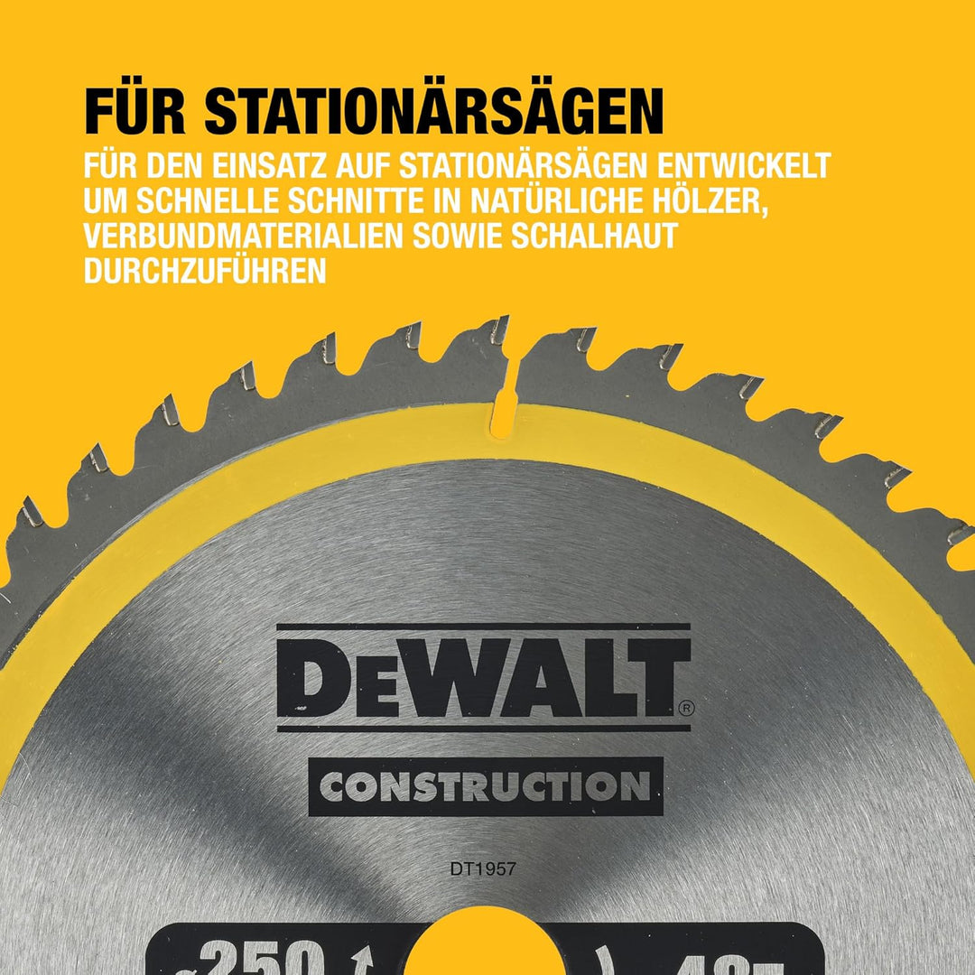 DEWALT Construction Kreissägeblatt DT1957 (für Stationärsägen, Sägeblatt-ø 250/30 mm, Schnittbreite: