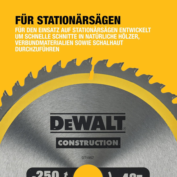 DEWALT Construction Kreissägeblatt DT1957 (für Stationärsägen, Sägeblatt-ø 250/30 mm, Schnittbreite: